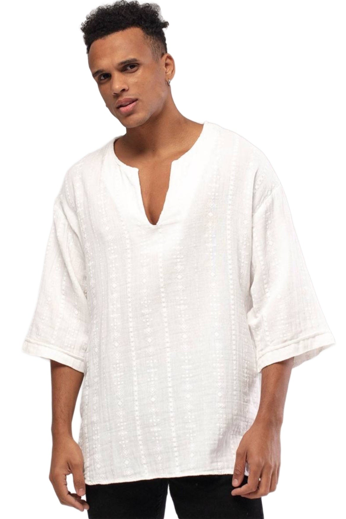 V Neck Ecru Shirt