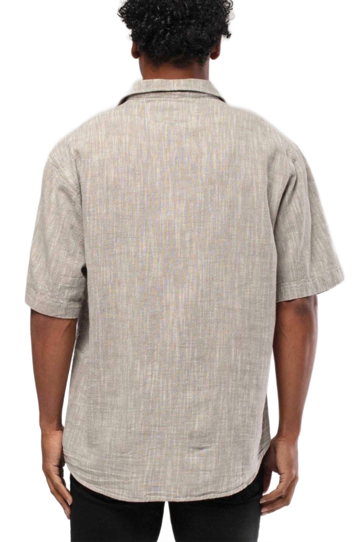 Linen Button Down Short Sleeve Shirt L.Grey