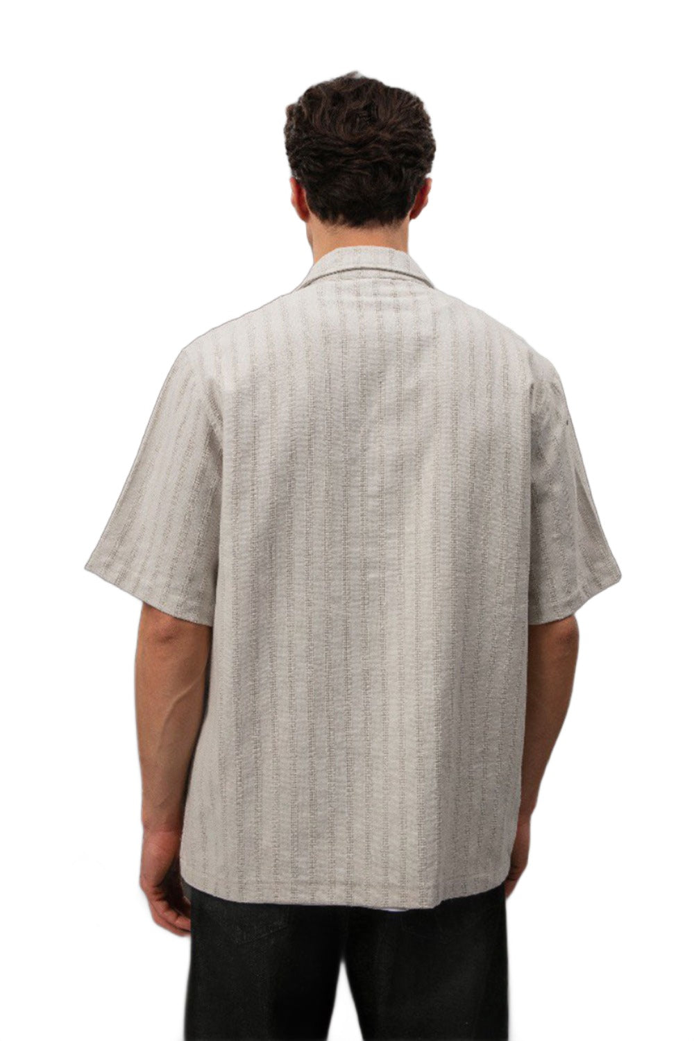 Linen Striped Patterned Shirt - White