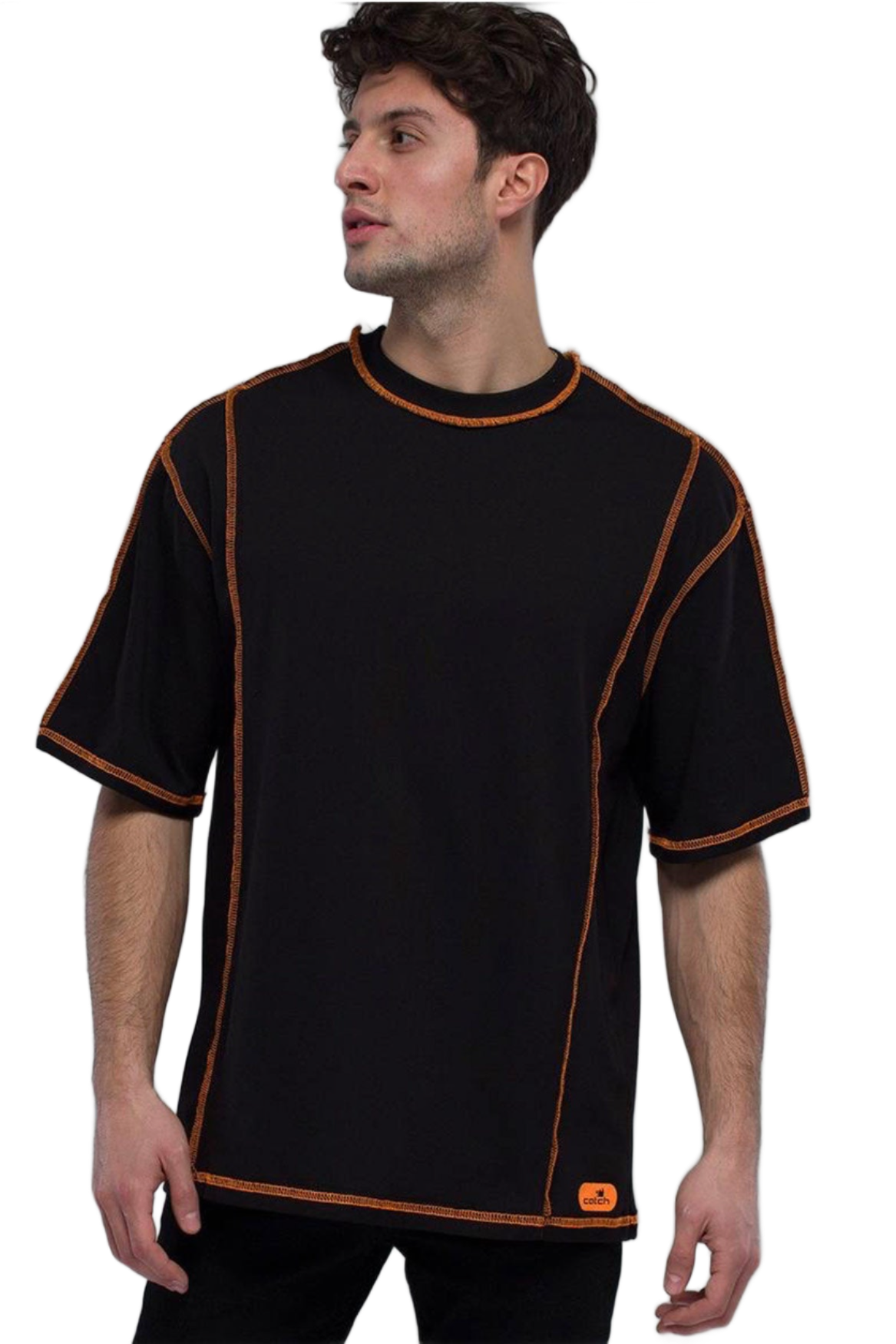 Black Tshirt - Orange line