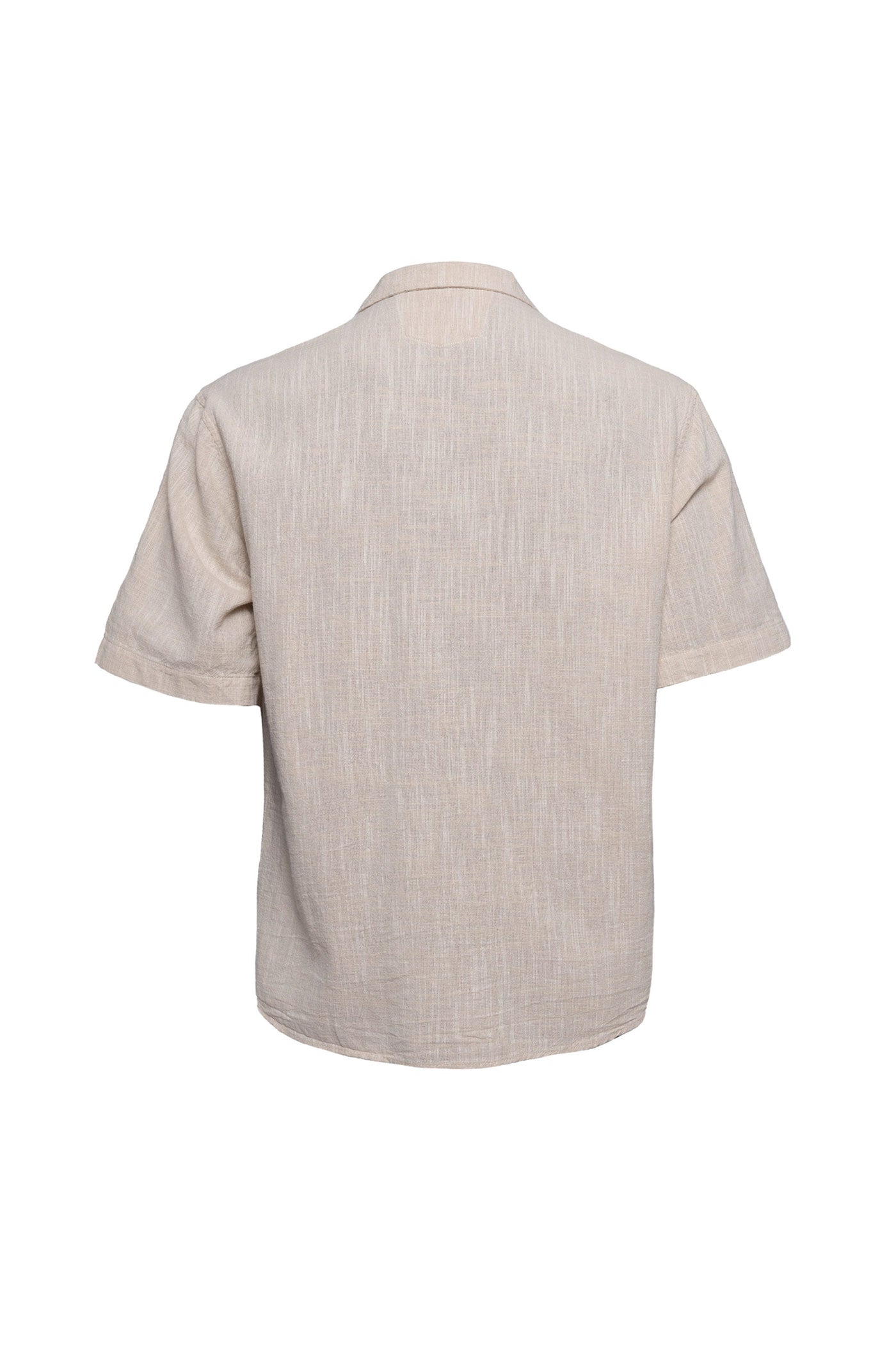 Linen Button Down Short Sleeve Beige Shirt