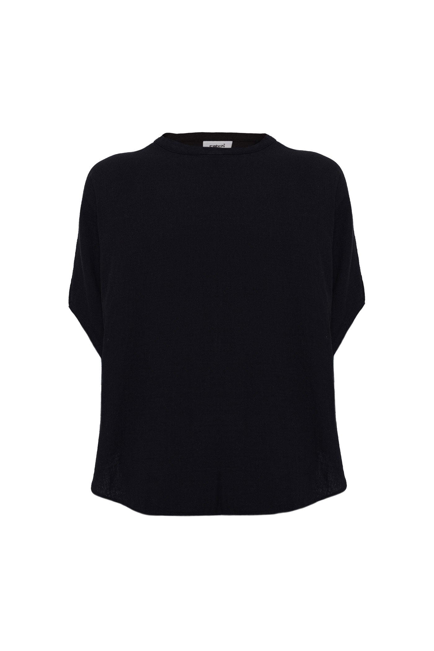 Bohemian Round Neck Bell sleeve Linen Shirt Black