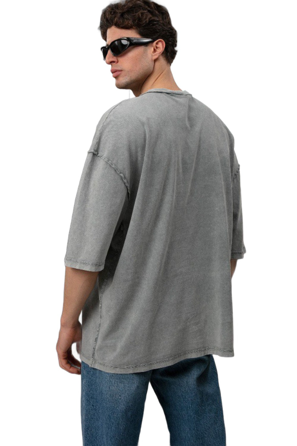 Cotton Washed Vintage Tee Loose T-Shirt - Grey