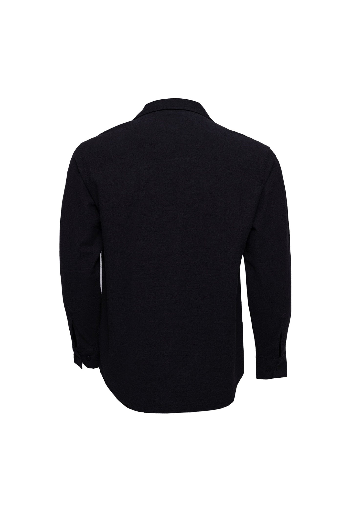 Linen Button Down Long Sleeve Black Shirt