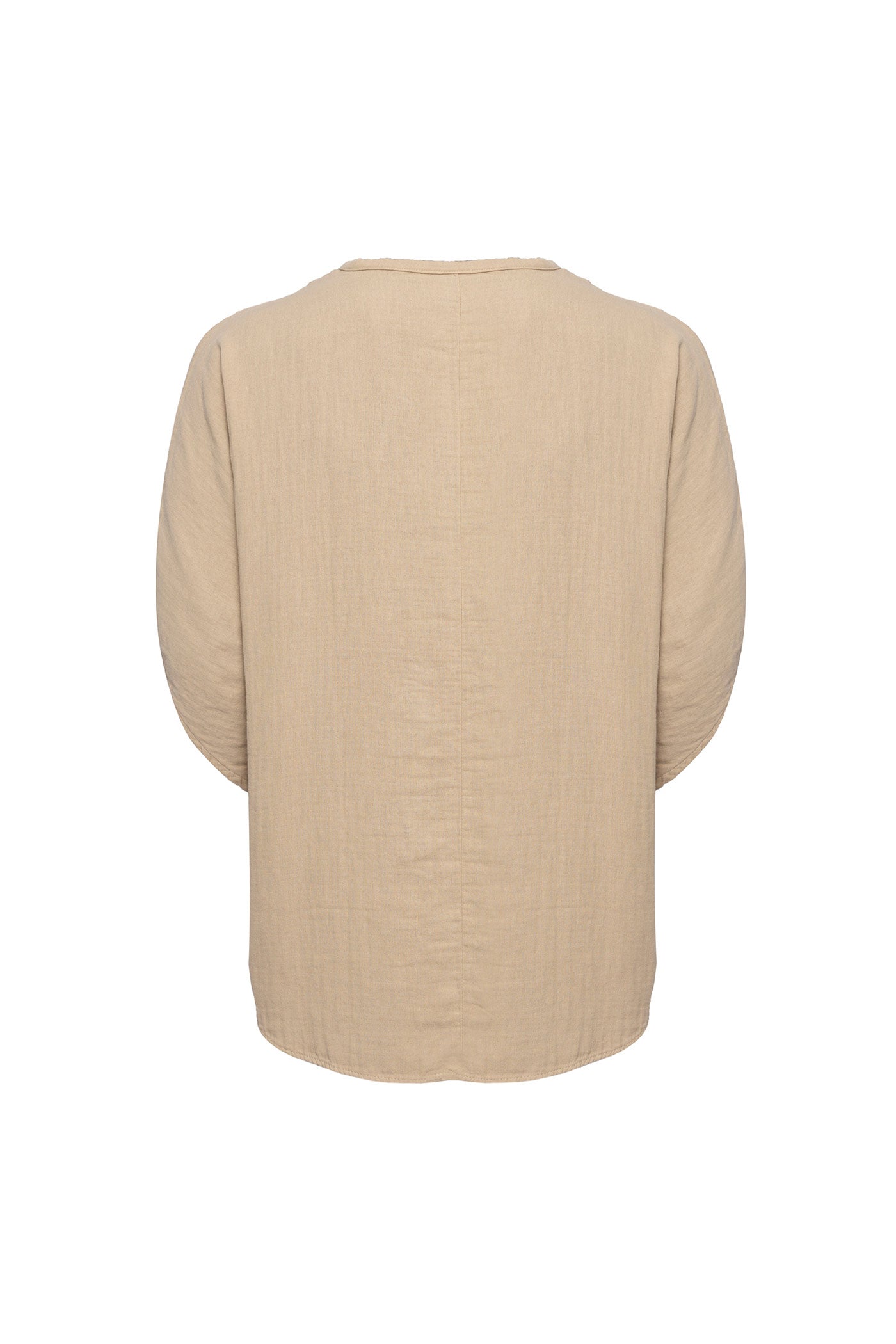 Bohemian Round Neck Bell sleeve Linen Shirt Camel