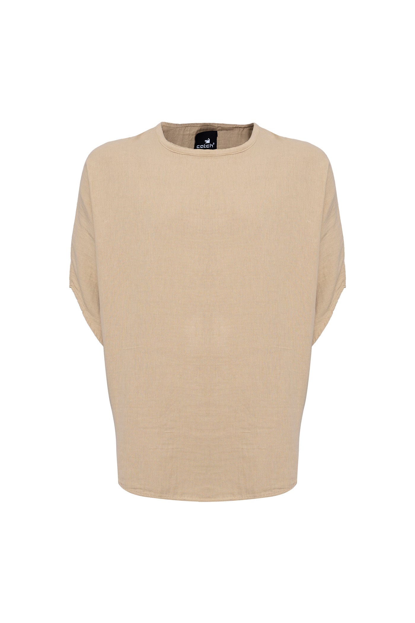 Bohemian Round Neck Bell sleeve Linen Shirt Camel