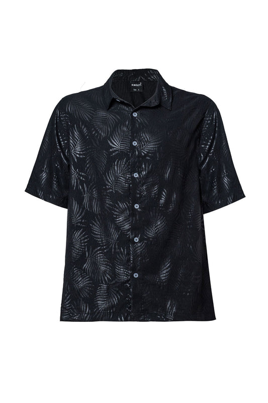 Palm Tree Printed Shirt Black