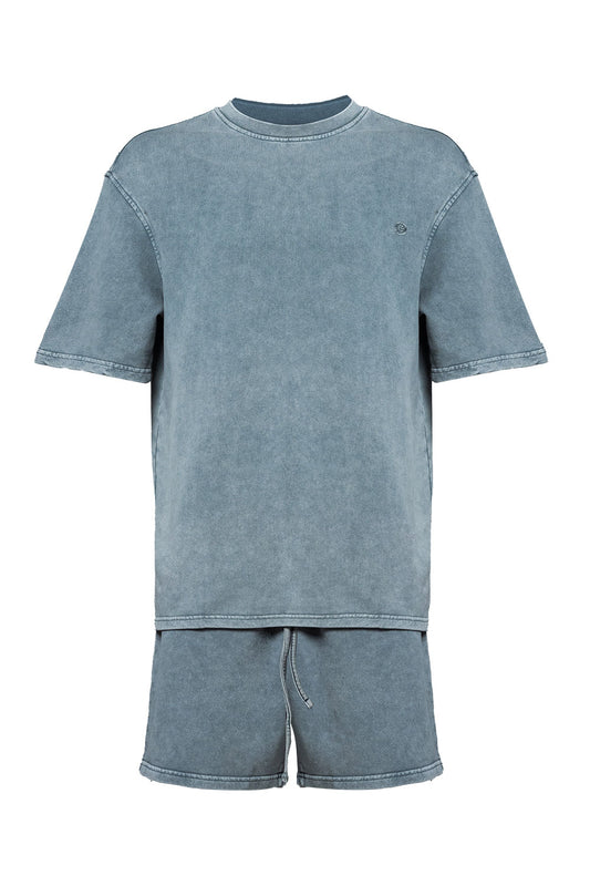 Cotton Casual T-Shirt & Short Set - Grey
