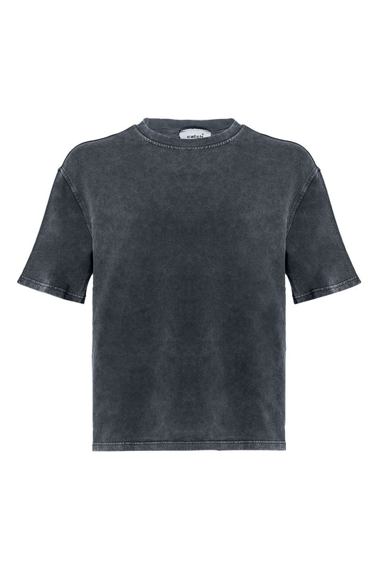 Cotton Washed Vintage Tee loose T-Shirt - Black